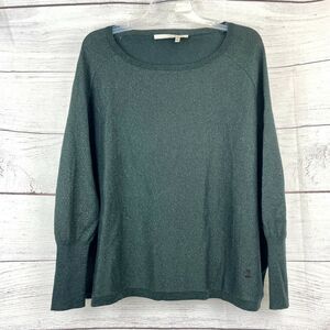 Schumacher Metallic Green Wool Pullover Sweater Size 3 Wide Raglan Sleeve